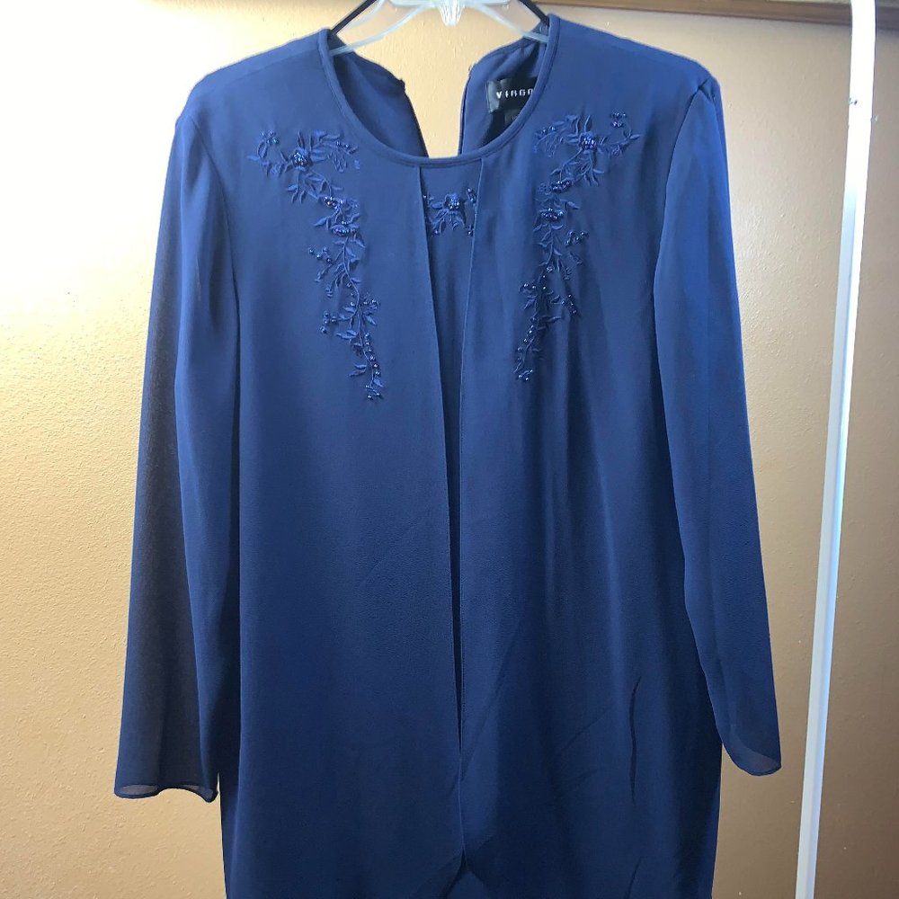 Blue Long-Sleeves Vintage Dress